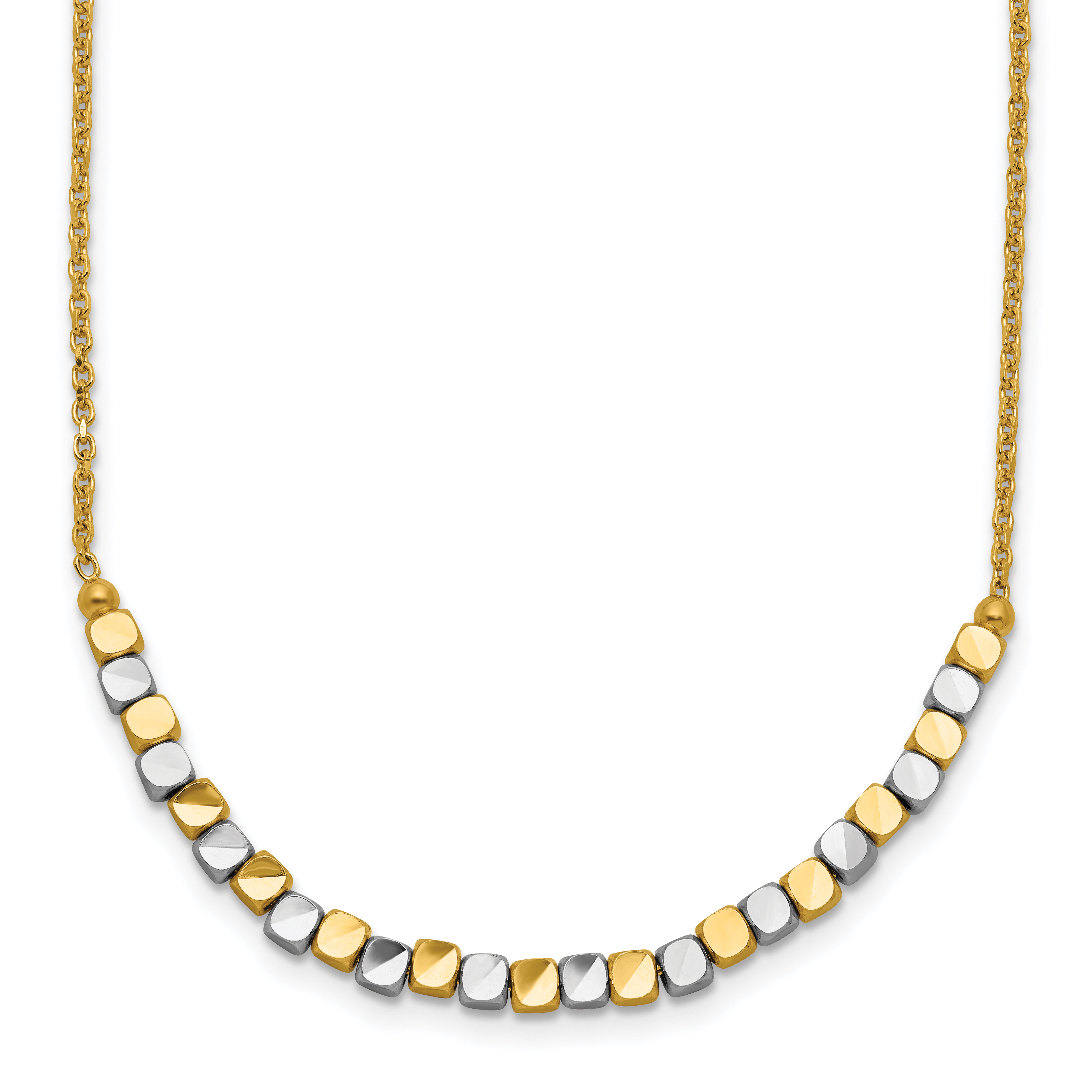 14K Two-tone Beaded 18in Necklace (SF3013-18)