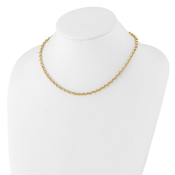 14K Polished 4.25mm Fancy Oval Cable Link 17.5 inch Necklace