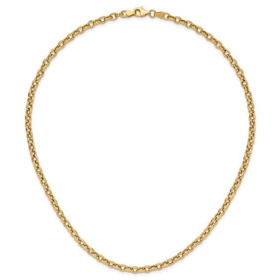 14K Polished 4.25mm Fancy Oval Cable Link 17.5 inch Necklace