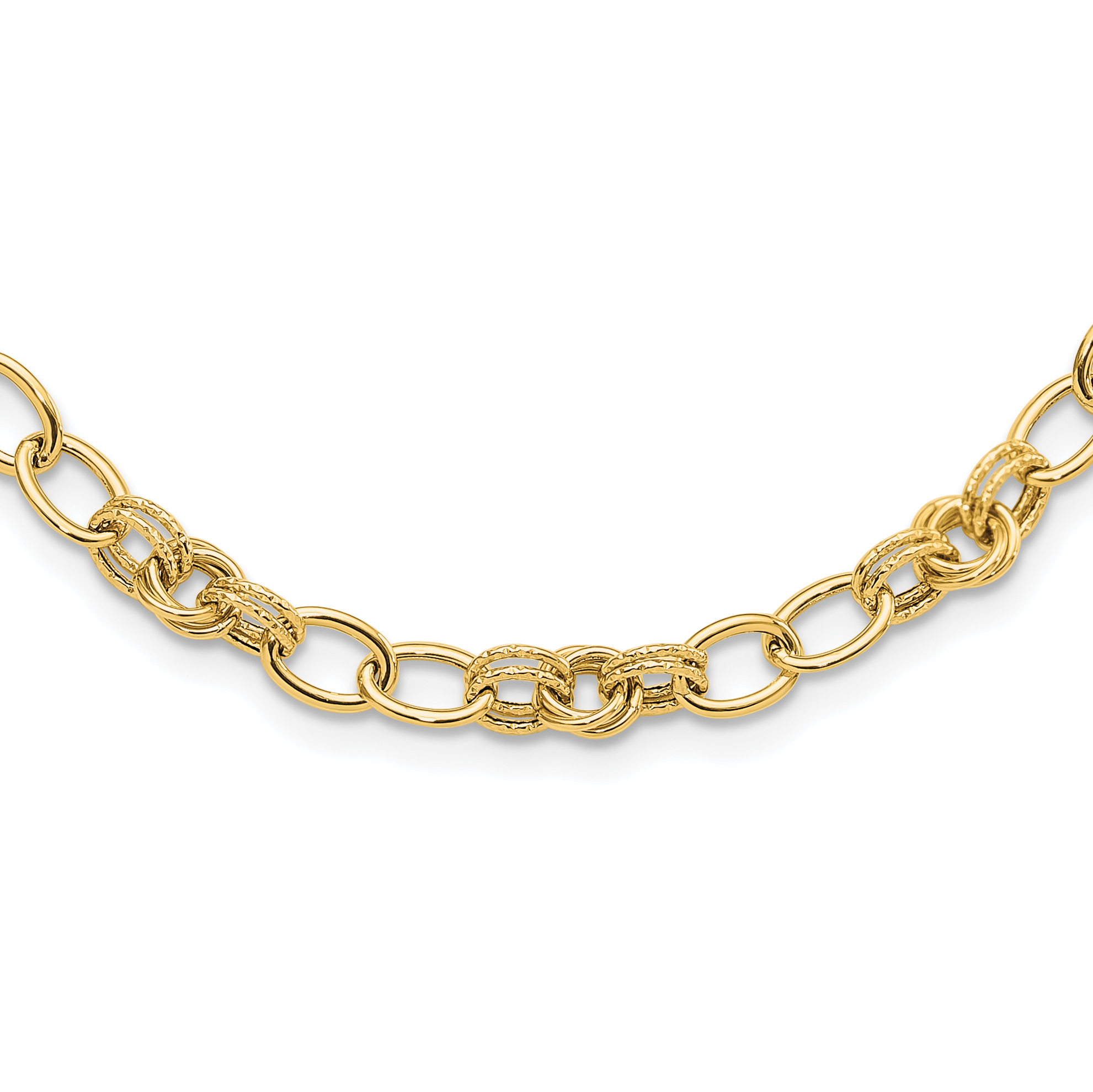 14k Polished and Textured 6mm Fancy Link 18.5 inch Necklace (SF3016-18.5)
