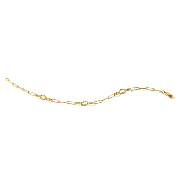 14K Diamond-cut Oval and Paperclip Link 7.25 inch Bracelet