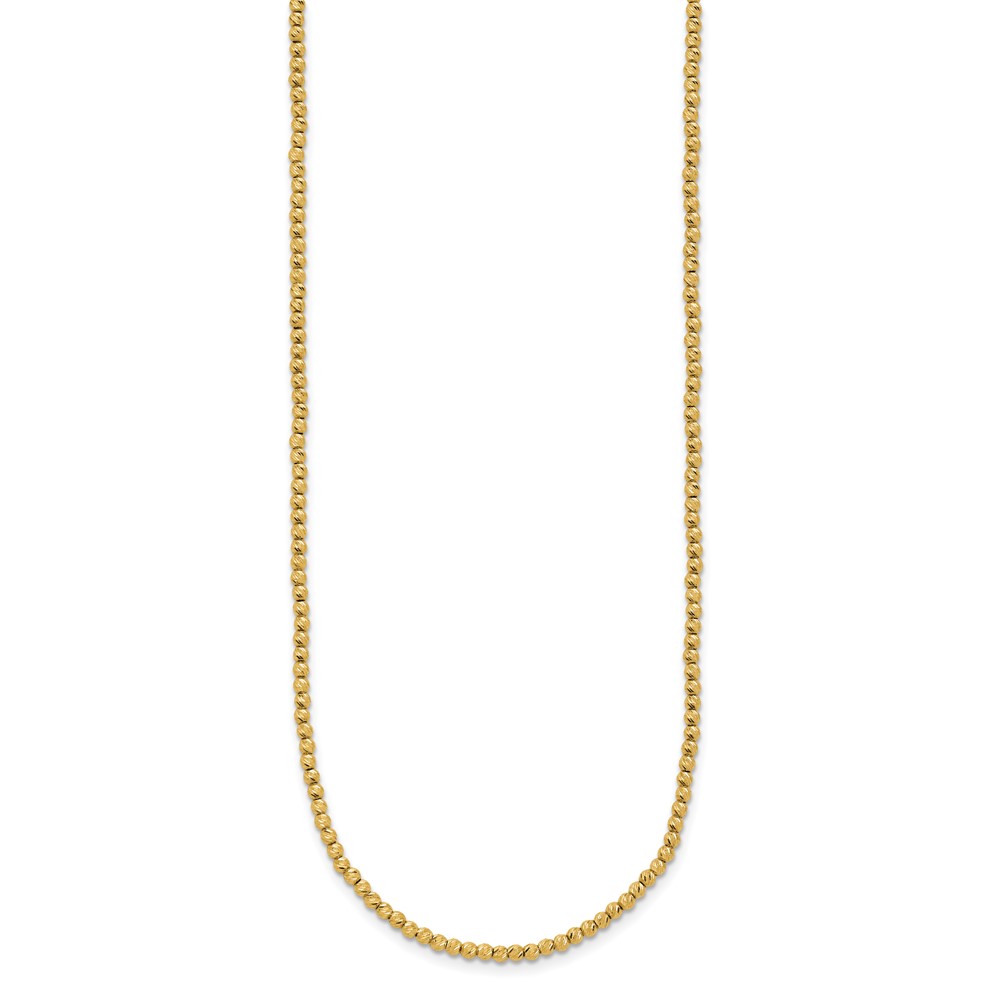 14K Polished and Diamond-cut Round Beaded 18 inch Necklace (SF3023-18)
