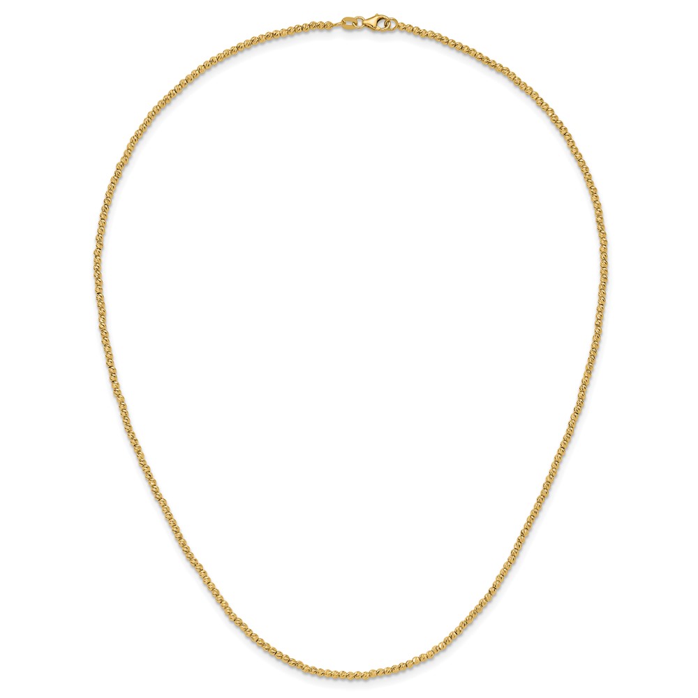 14K Polished and Diamond-cut Round Beaded 18 inch Necklace (SF3023-18)