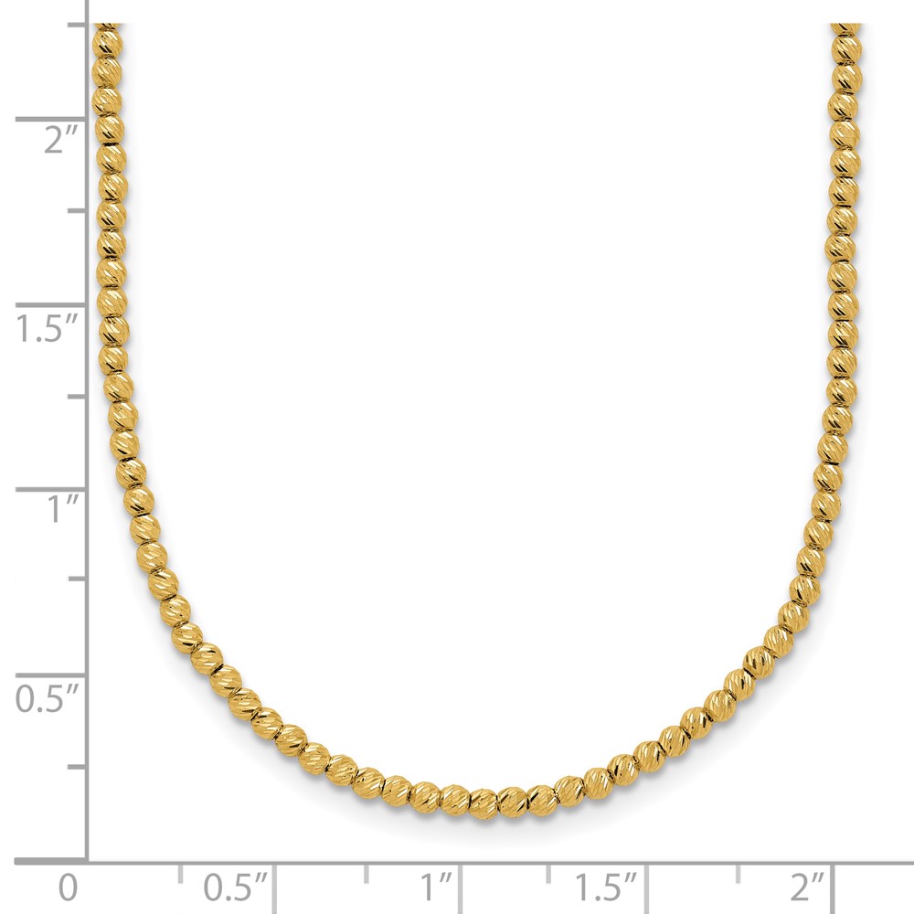 14K Polished and Diamond-cut Round Beaded 18 inch Necklace (SF3023-18)