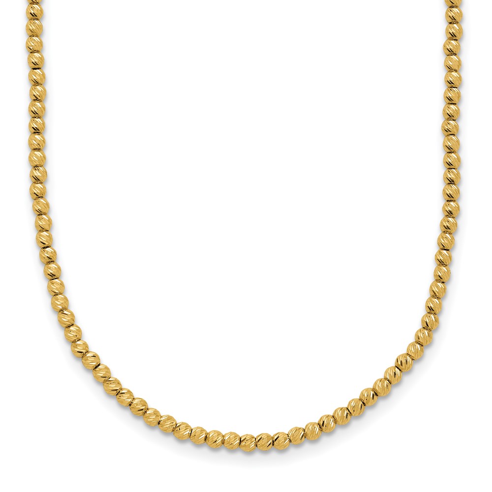14K Polished and Diamond-cut Round Beaded 18 inch Necklace (SF3023-18)