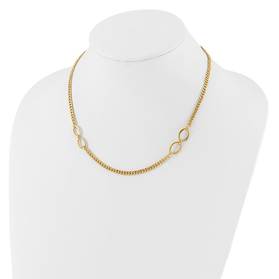 14K Polished Fancy Oval Links Curb Necklace