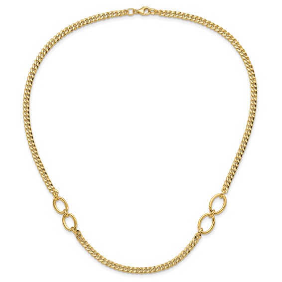 14K Polished Fancy Oval Links Curb Necklace