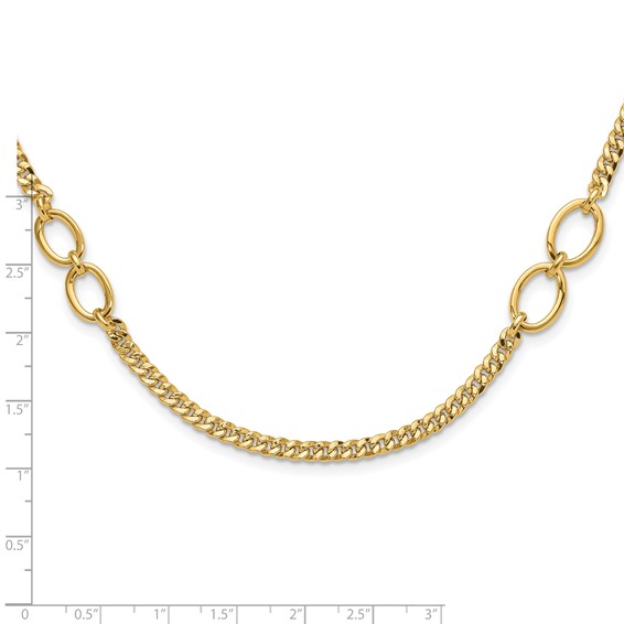 14K Polished Fancy Oval Links Curb Necklace