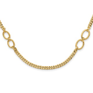 14K Polished Fancy Oval Links Curb Necklace
