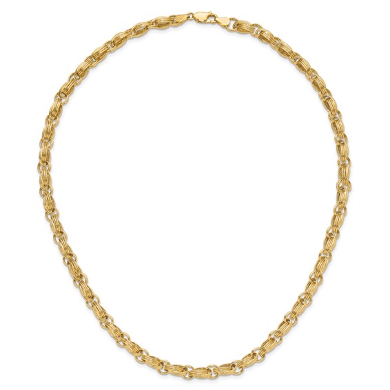 14K Polished 4.8mm Oval Fancy Triple Link 18 inch Necklace