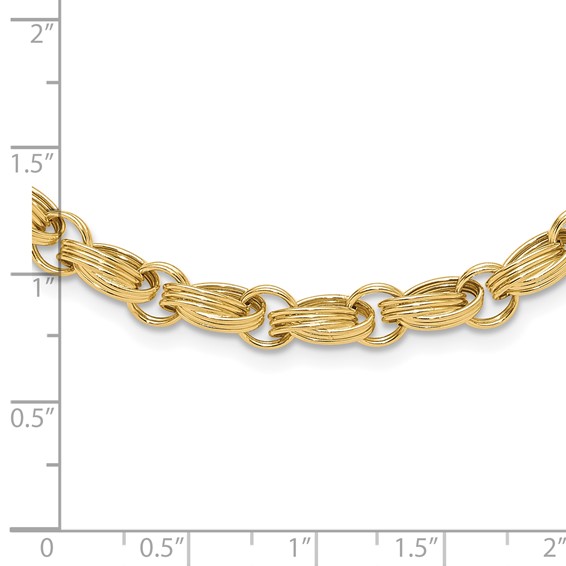 14K Polished 4.8mm Oval Fancy Triple Link 18 inch Necklace