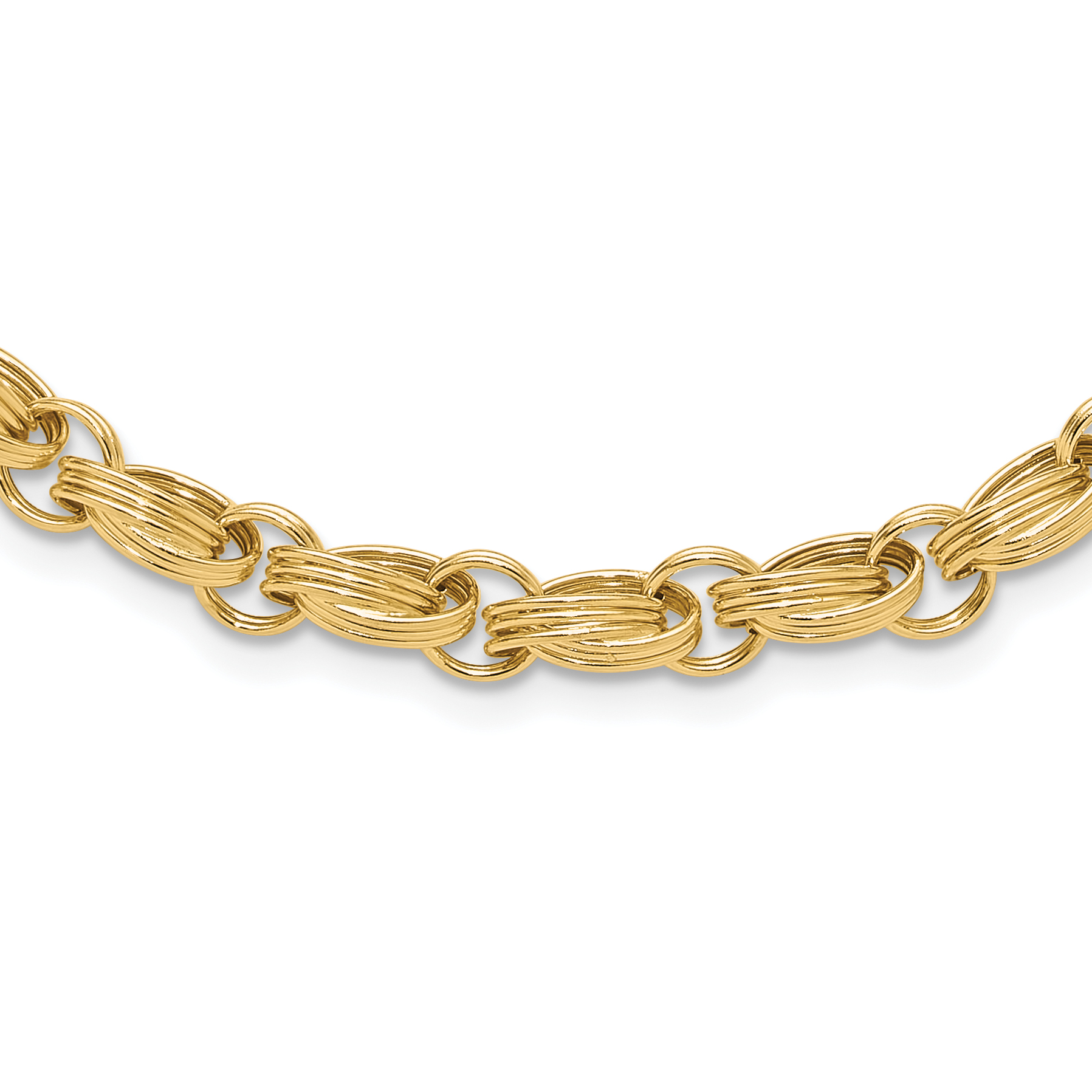 14K Polished 4.8mm Oval Fancy Triple Link 18 inch Necklace (SF3025-18)