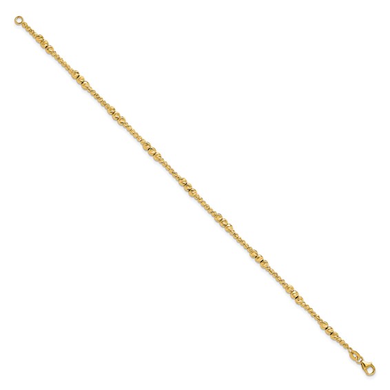 14K Diamond-cut Beaded 7.5 inch Bracelet
