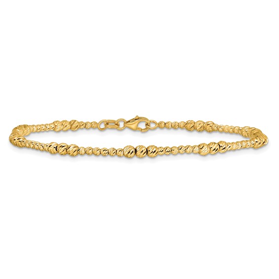 14K Diamond-cut Beaded 7.5 inch Bracelet