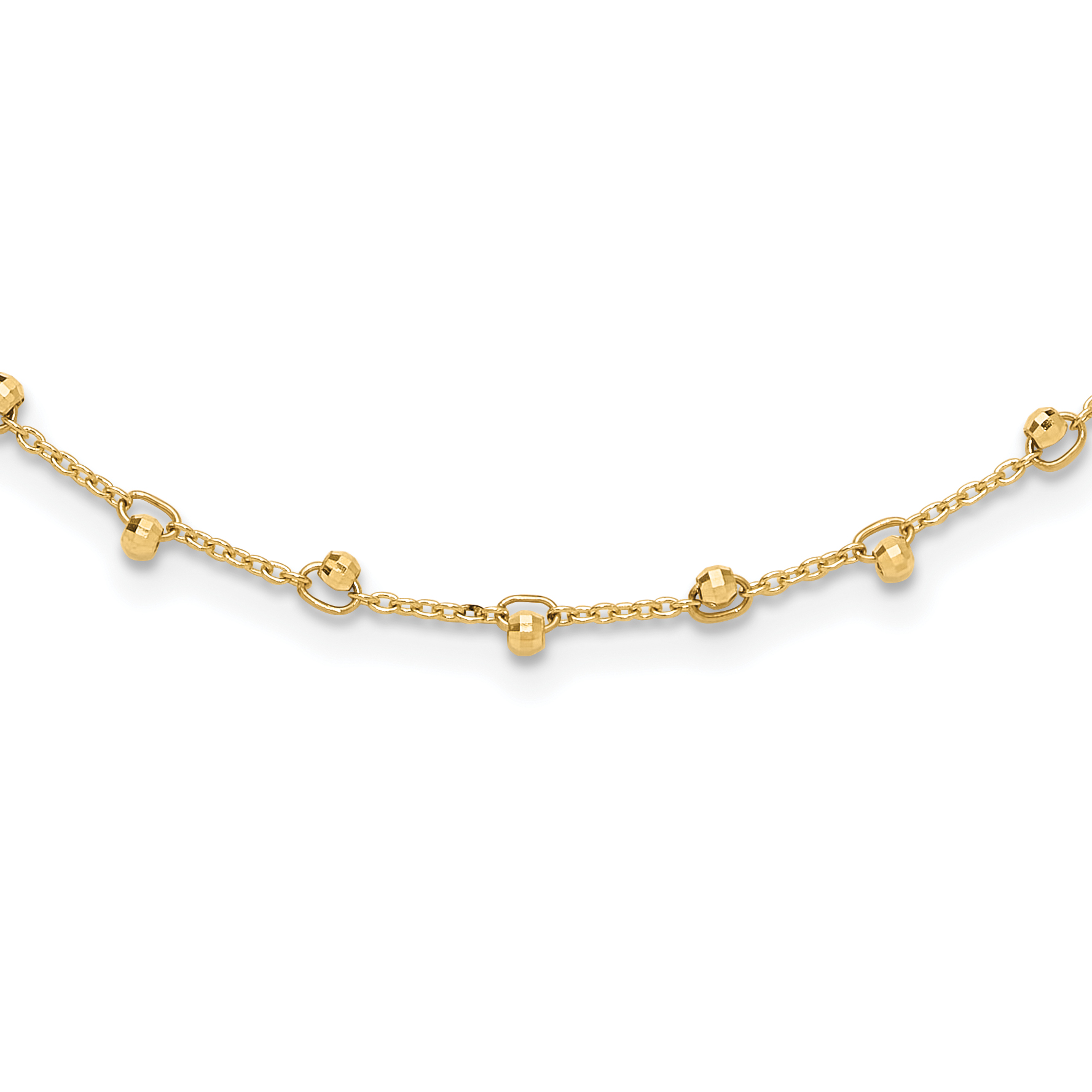 14K Polished and Diamond-cut Beaded 16 inch Necklace Plus 2 inch Extender (SF3029-17)