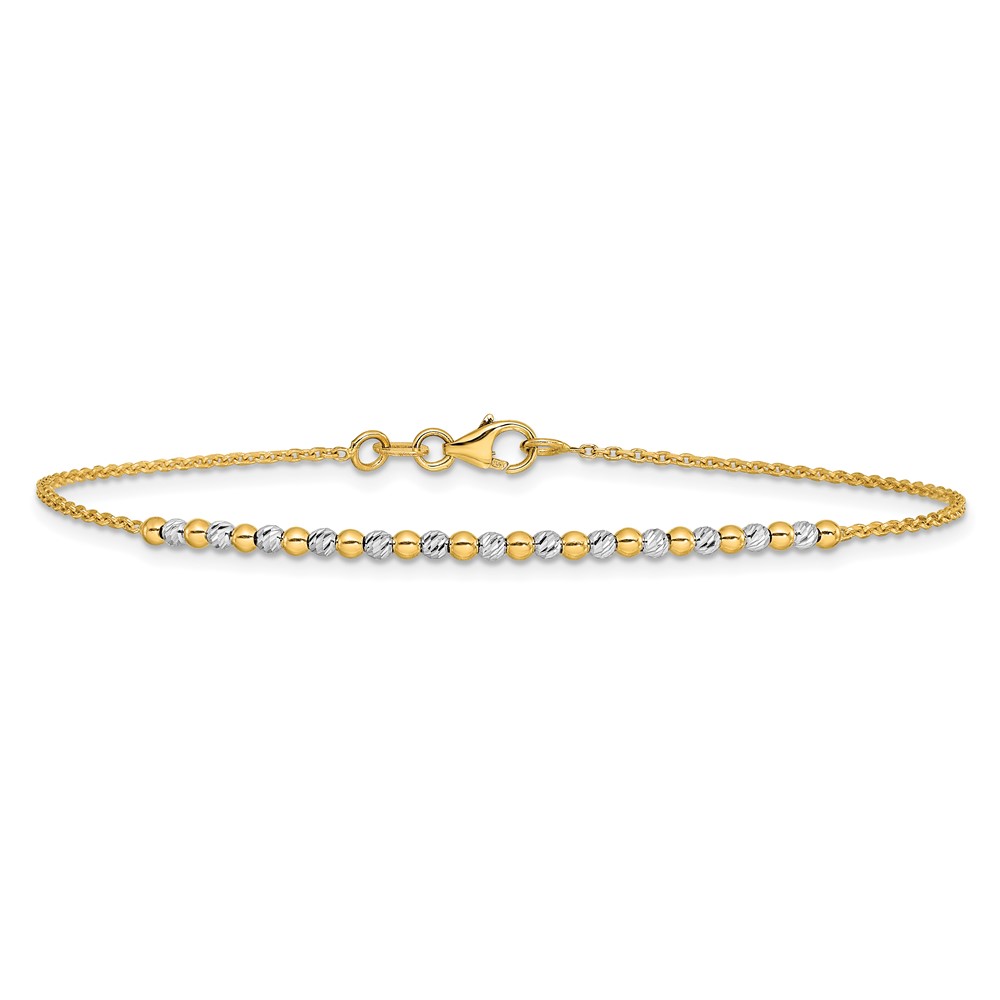 14K Two-tone Diamond-cut Beaded 18 inch Necklace (SF3030-18)