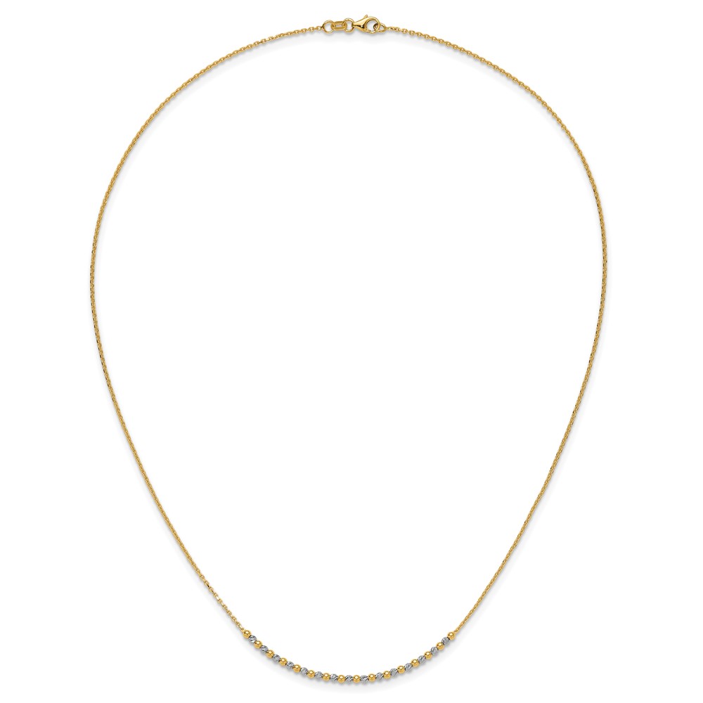 14K Two-tone Diamond-cut Beaded 18 inch Necklace (SF3030-18)