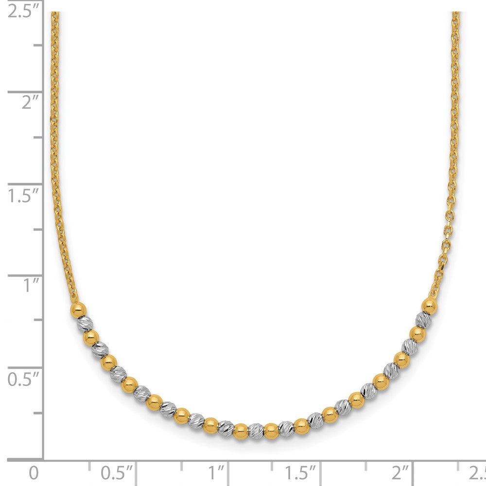 14K Two-tone Diamond-cut Beaded 18 inch Necklace (SF3030-18)