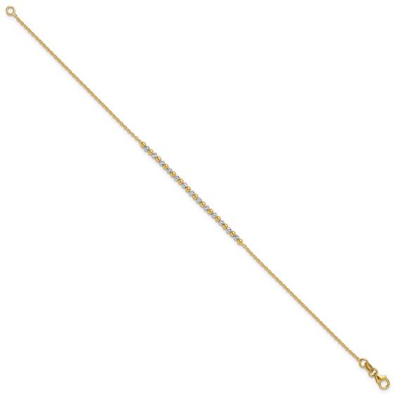 14K Two-tone Diamond-cut Beaded 7.5 inch Bracelet
