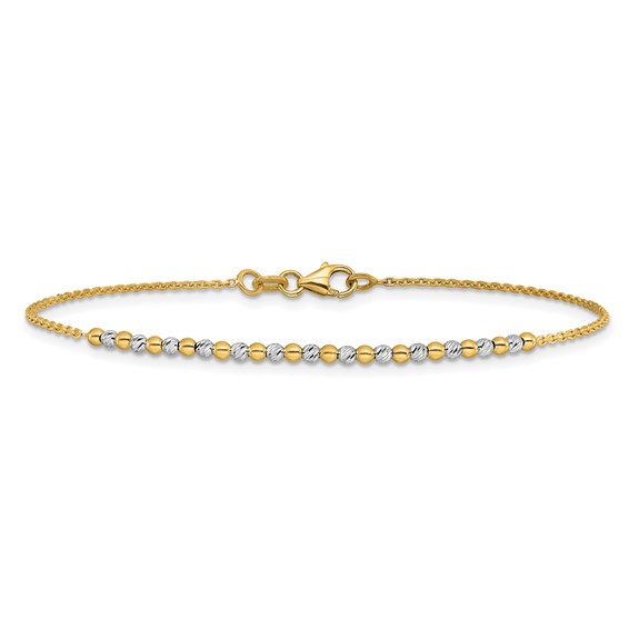 14K Two-tone Diamond-cut Beaded 7.5 inch Bracelet