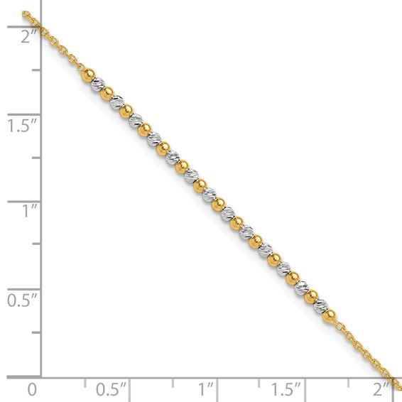 14K Two-tone Diamond-cut Beaded 7.5 inch Bracelet