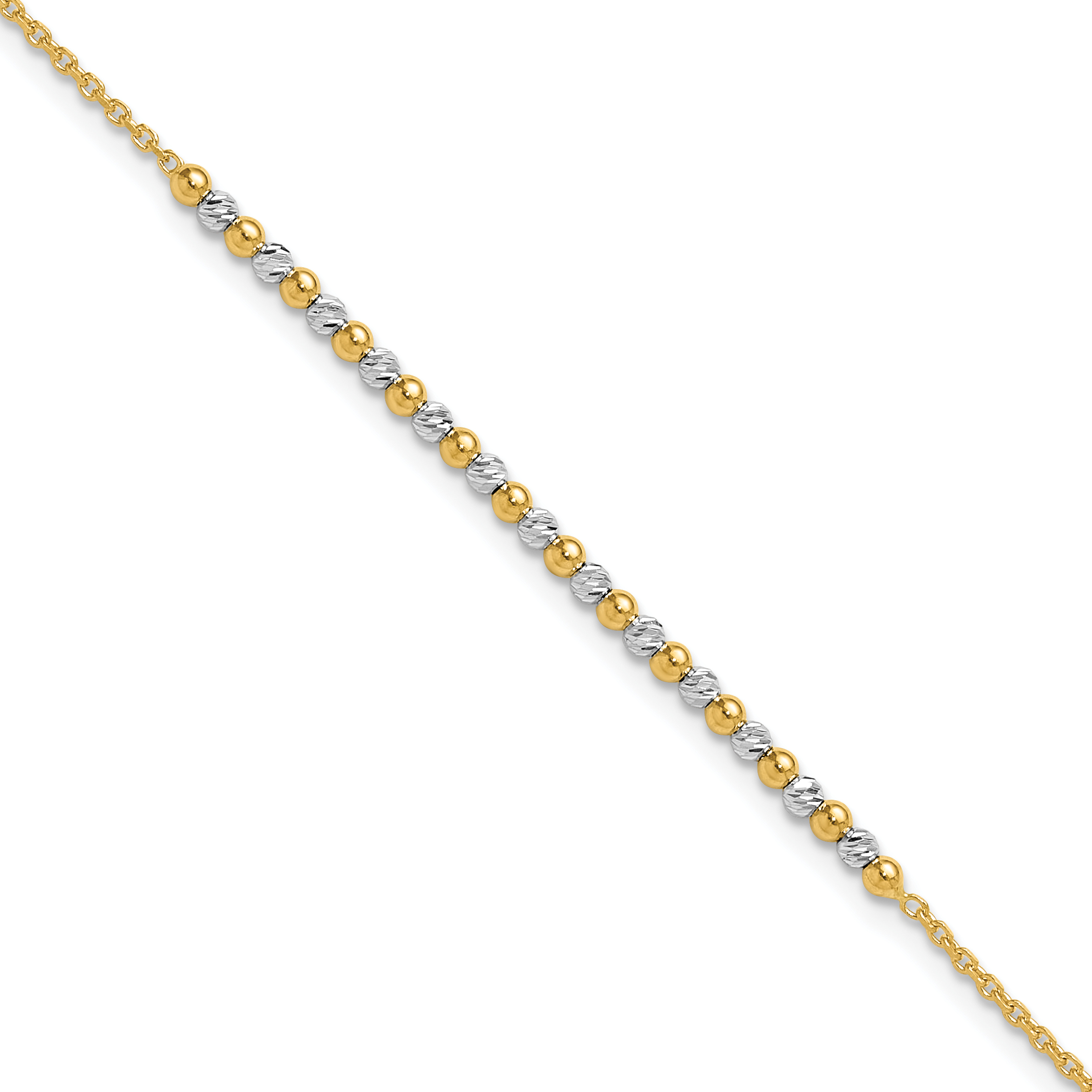 14K Two-tone Diamond-cut Beaded 7.5 inch Bracelet (SF3030-7.5)
