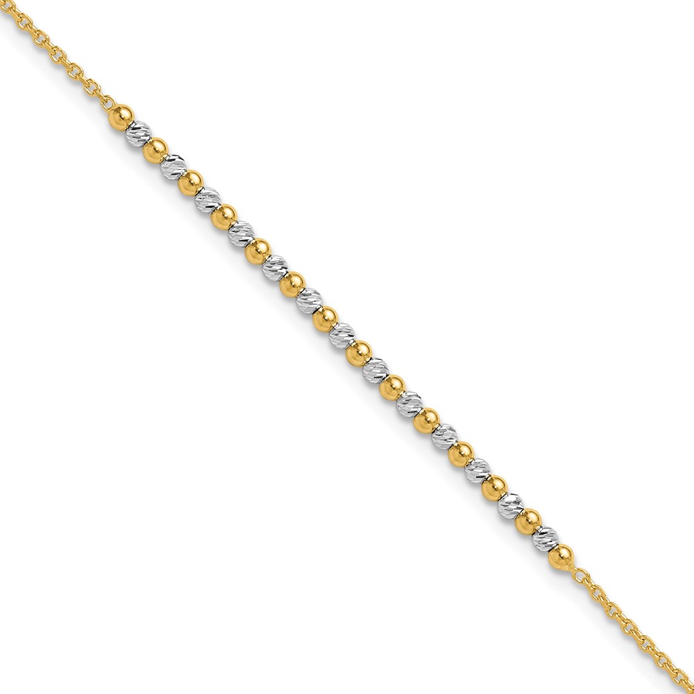 14K Two-tone Diamond-cut Beaded 7.5 inch Bracelet (SF3030-7.5)