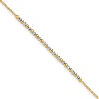 14K Two-tone Diamond-cut Beaded 7.5 inch Bracelet