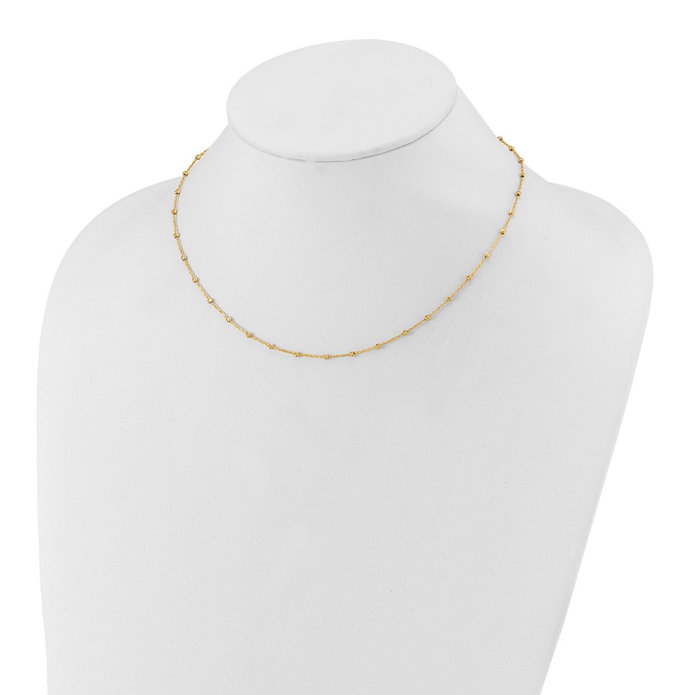 14K Polished and Diamond-cut Beaded 16.75 inch Station Necklace (SF3036-16.75)