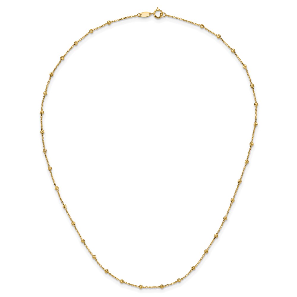 14K Polished and Diamond-cut Beaded 16.75 inch Station Necklace (SF3036-16.75)