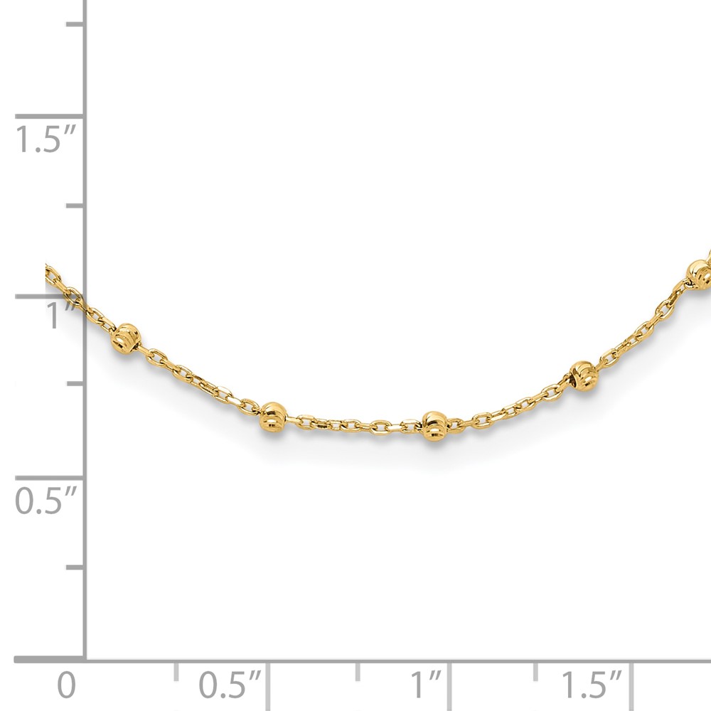 14K Polished and Diamond-cut Beaded 16.75 inch Station Necklace (SF3036-16.75)