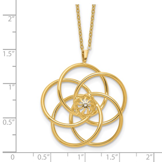 14k Polished Floral Pendant 17 inch Necklace