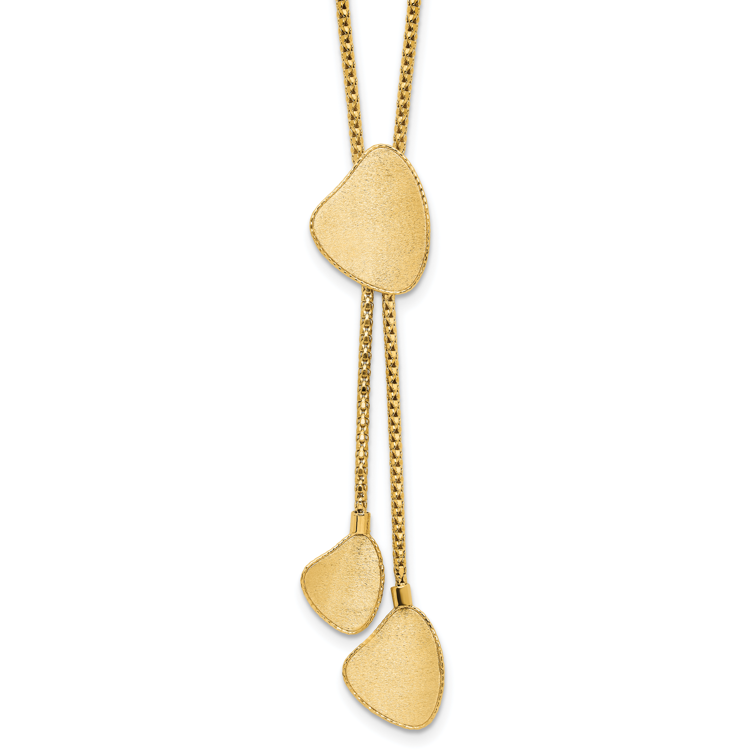 14k Fancy Satin Drop Dangle 17 inch Y-Necklace Plus 2 inch Extender (SF3042-17)