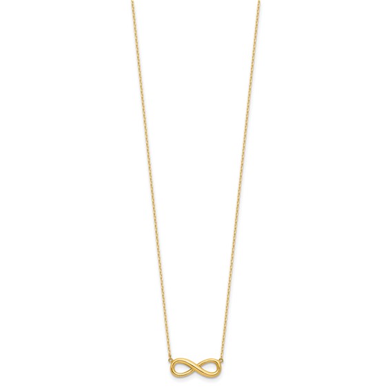 14k Polished Infinity Symbol 16.5 inch Necklace Plus 1 inch Extender