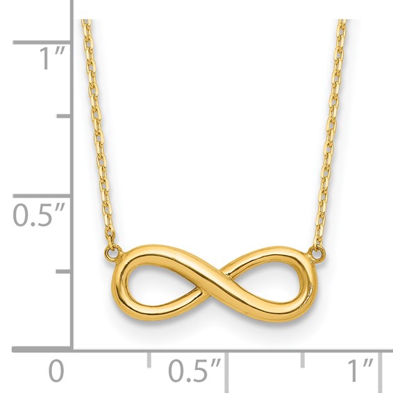14k Polished Infinity Symbol 16.5 inch Necklace Plus 1 inch Extender