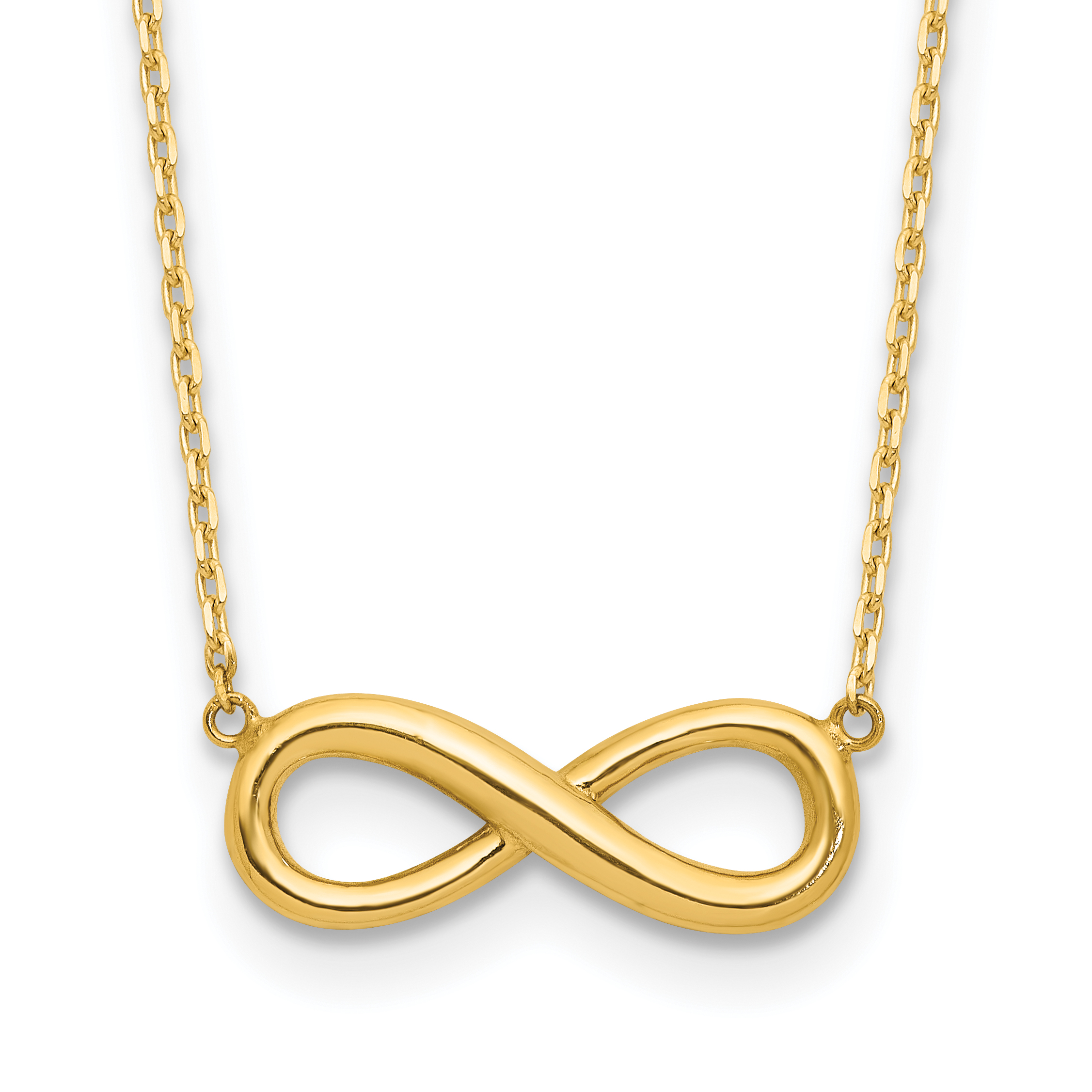 14k Polished Infinity Symbol 16.5 inch Necklace Plus 1 inch Extender (SF3049-16.5)