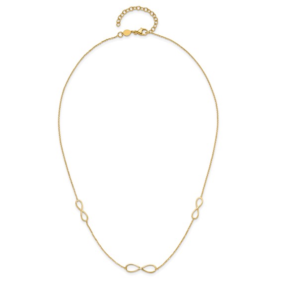 14K Polished Infinity Symbol 16 inch 3-Station Necklace Plus 2 inch Extender