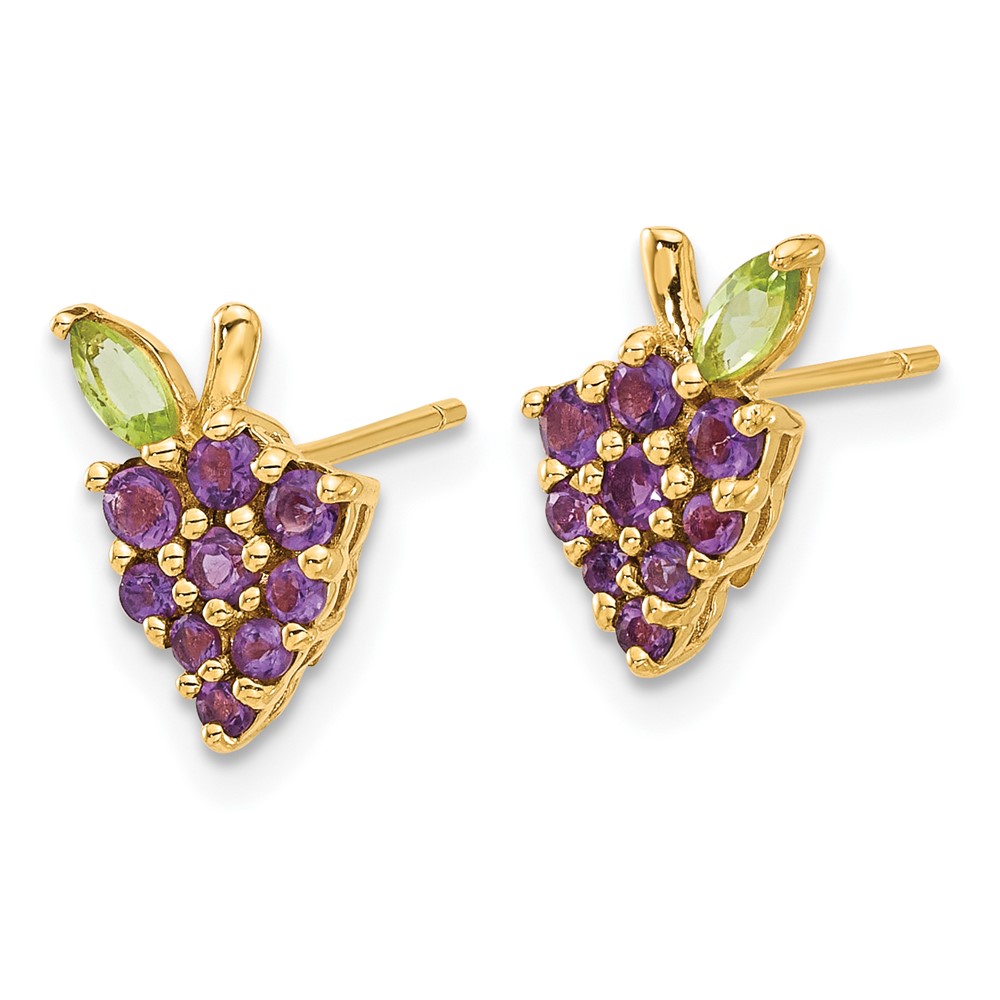 14K Gold Amethyst and Peridot Grapes Post Earrings (SF3069E)
