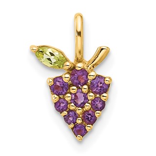 14K Amethyst and Peridot Grapes Pendant
