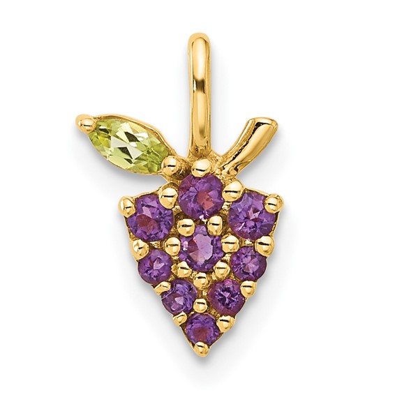14K Amethyst and Peridot Grapes Pendant