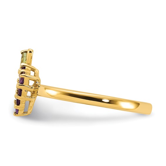 14K Amethyst and Peridot Grapes Size 7 Ring