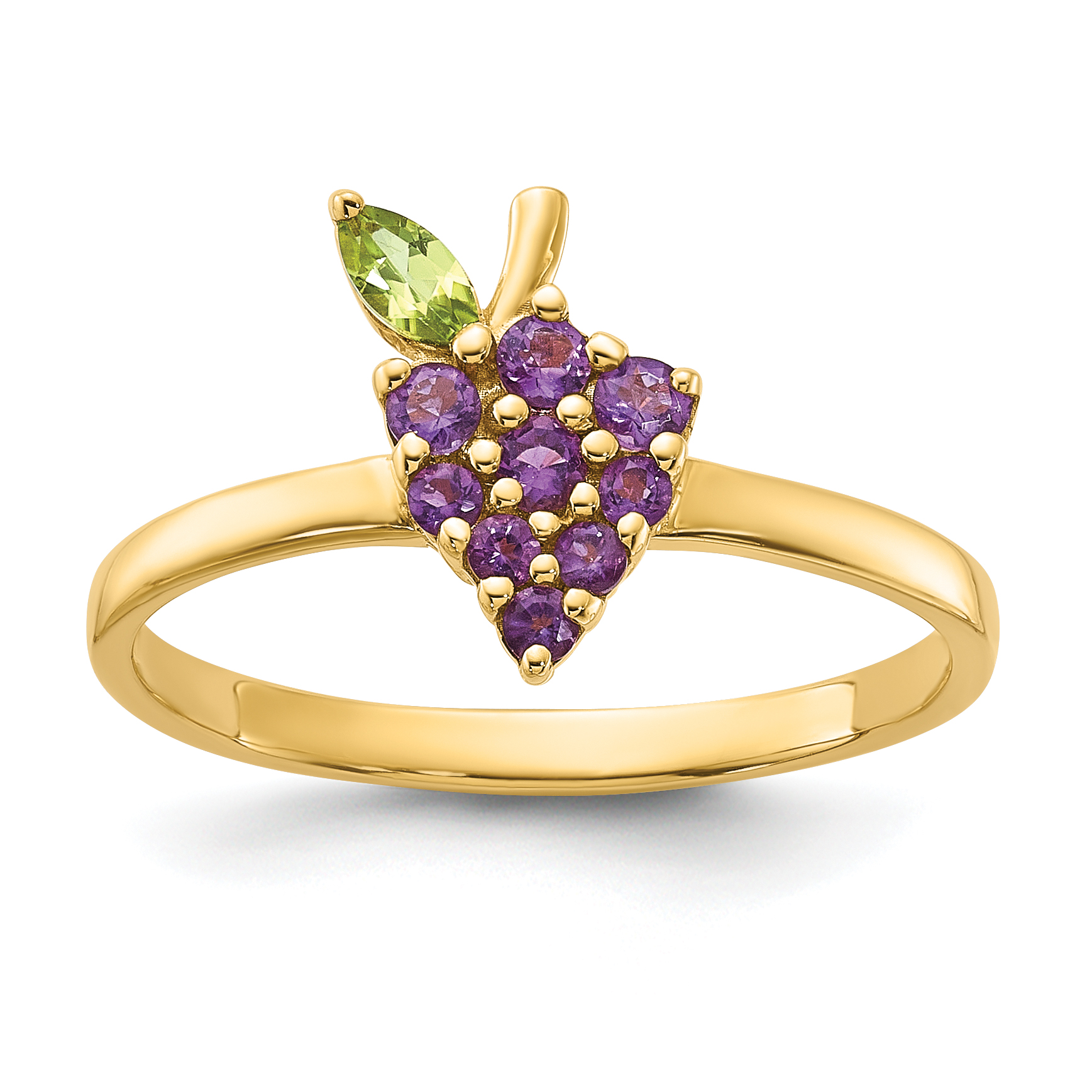 14K Gold Amethyst and Peridot Grape Ring (SF3069R)