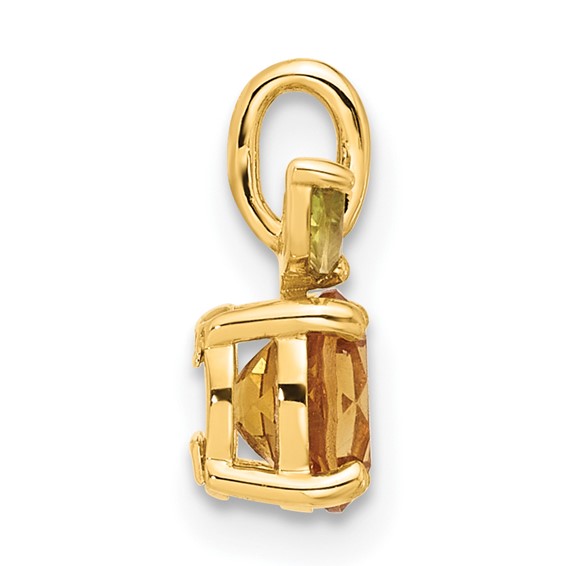 14K Round Citrine and Peridot Orange Pendant