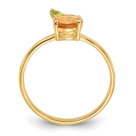 14K Round Citrine and Peridot Orange Size 7 Ring