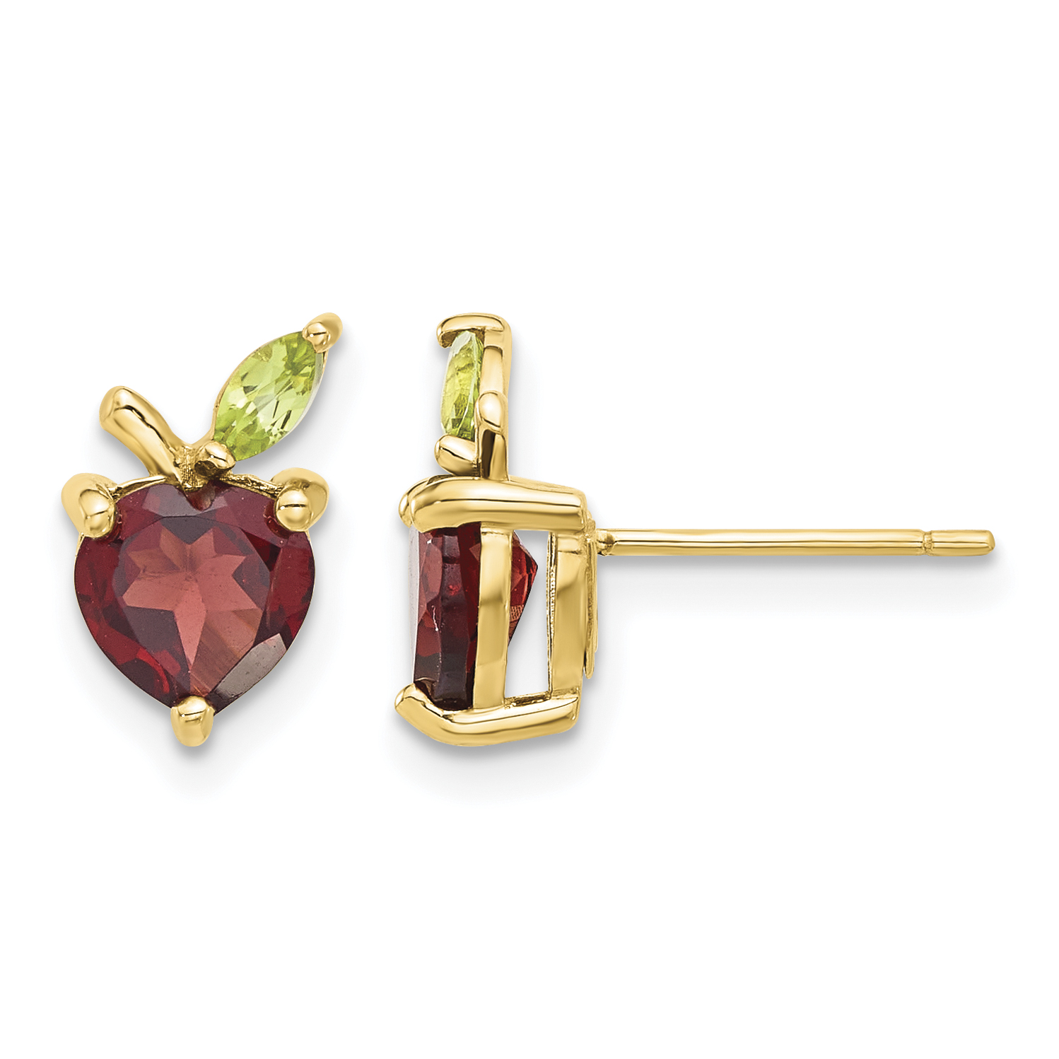 14K Gold Garnet and Peridot Apple Post Earrings (SF3071E)