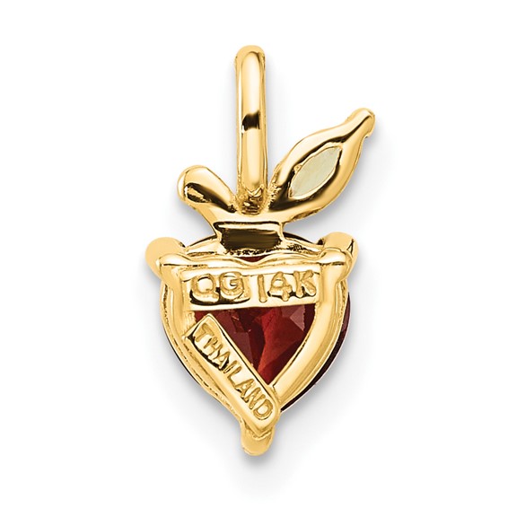 14K Heart-shaped Garnet and Peridot Apple Pendant