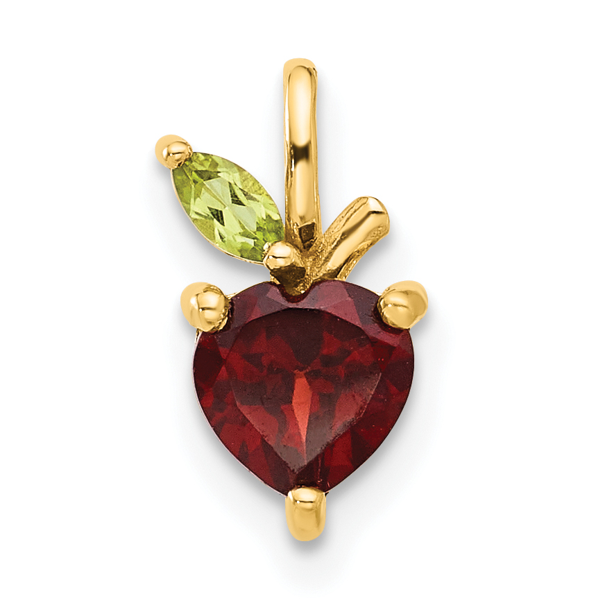 14K Gold Garnet and Peridot Apple Chain Slide (SF3071P)