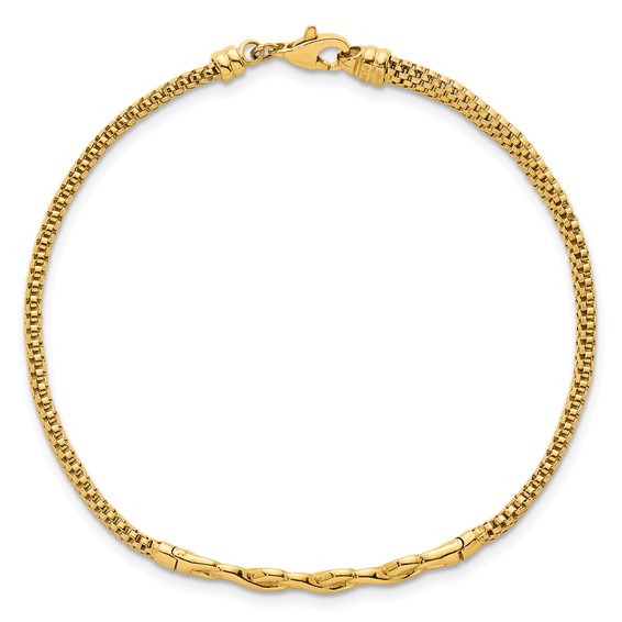 14k Polished 3-Infinity 7.5 inch Fancy Mesh Link Bracelet
