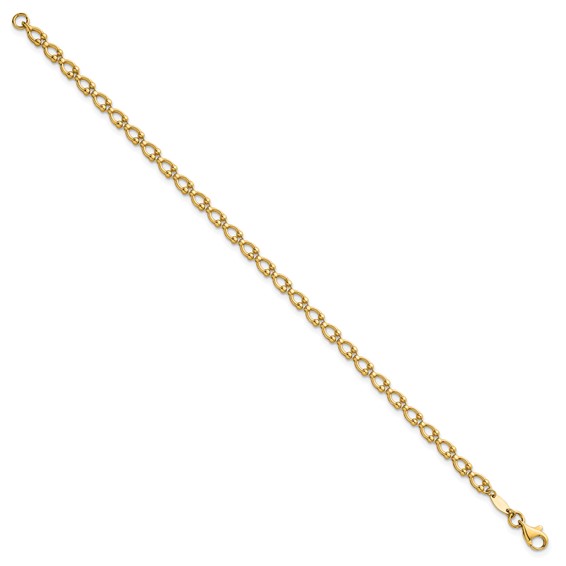 14k Polished Fancy Beaded Link 7 inch Bracelet