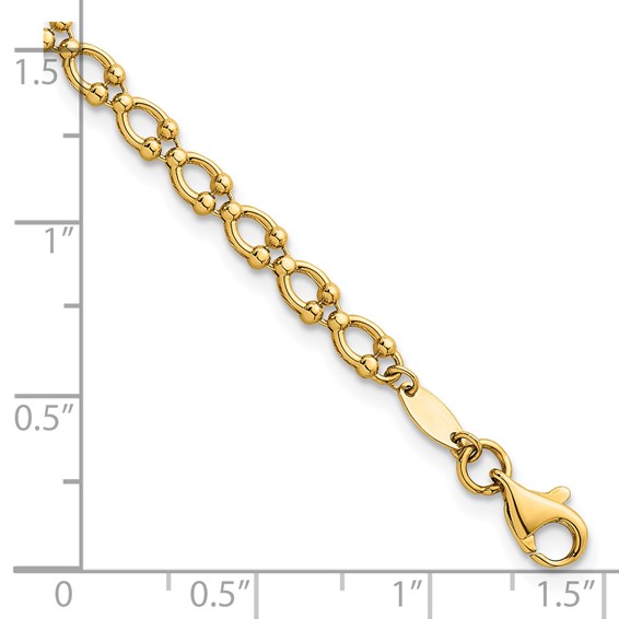 14k Polished Fancy Beaded Link 7 inch Bracelet